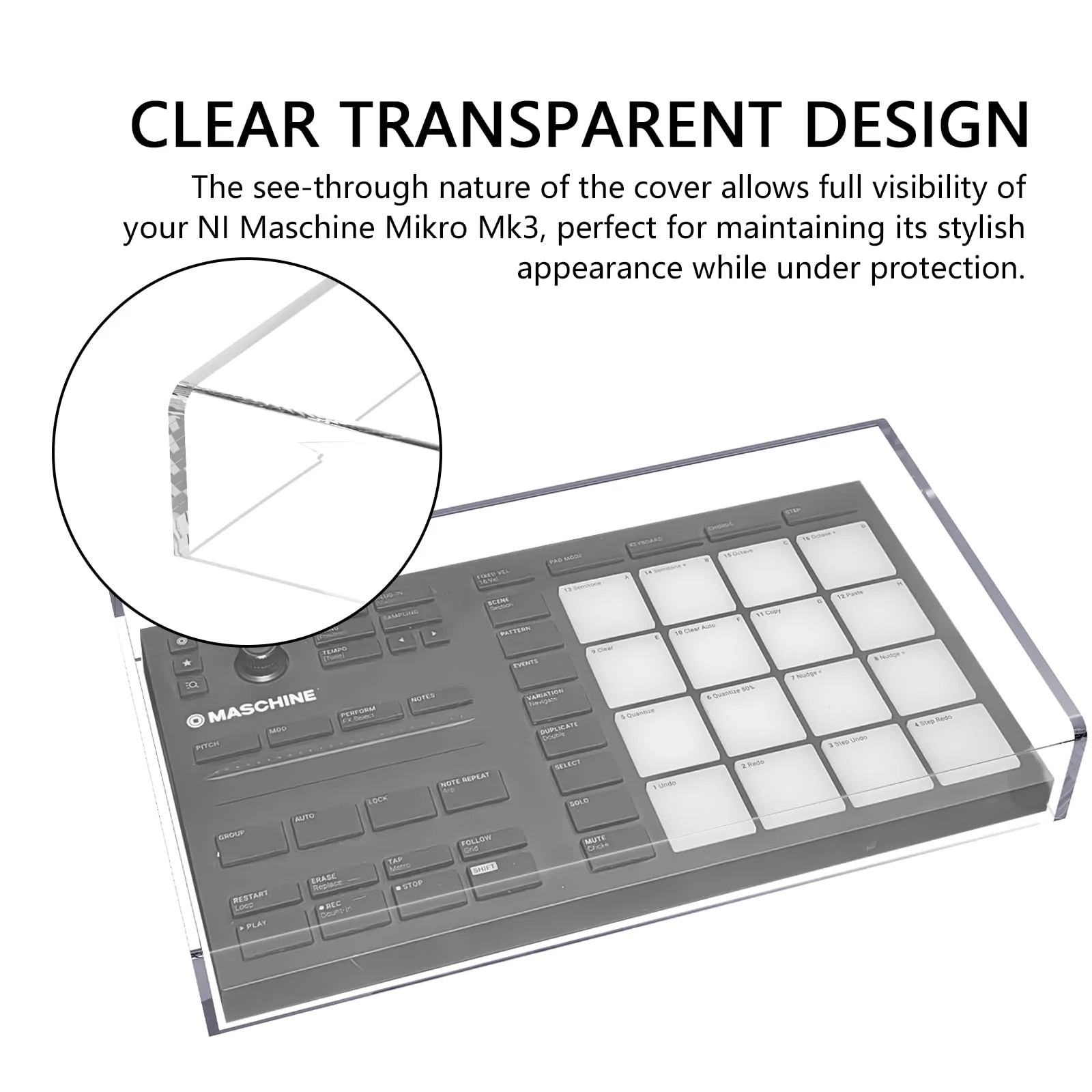 Premium Acrylic cover for NI Drum Controller DJ Controller Device with Cable Management Slot, waterproof and dustproof, compatible with Maschine Mikro Mk3 protective - Image 3