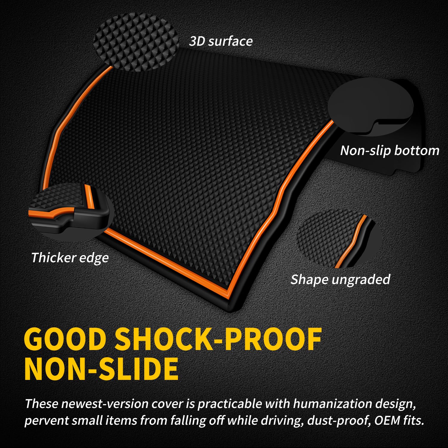 Premium Dashboard Mats Fit for Subaru Crosstrek/Impreza 2018-2023 and Forester 2019-2024 Accessories, Custom Rubber Liner Inserts (Orange Trim) Orange Trim - Image 2