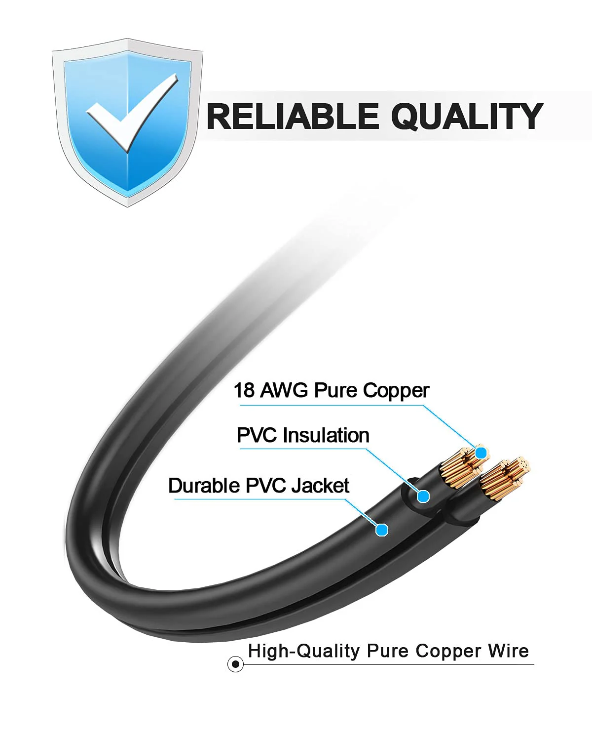 Printer Power Cord for HP Officejet Pro 4500 6600 4650 4630 5255 6962 8600 8710 7740/Envy 5055 5530/Deskjet 2652 3755/Photosmart 7520 6520/All-in-One/Canon Pixma/Epson,2 Prong Replacement Cable(6Ft) - Image 3