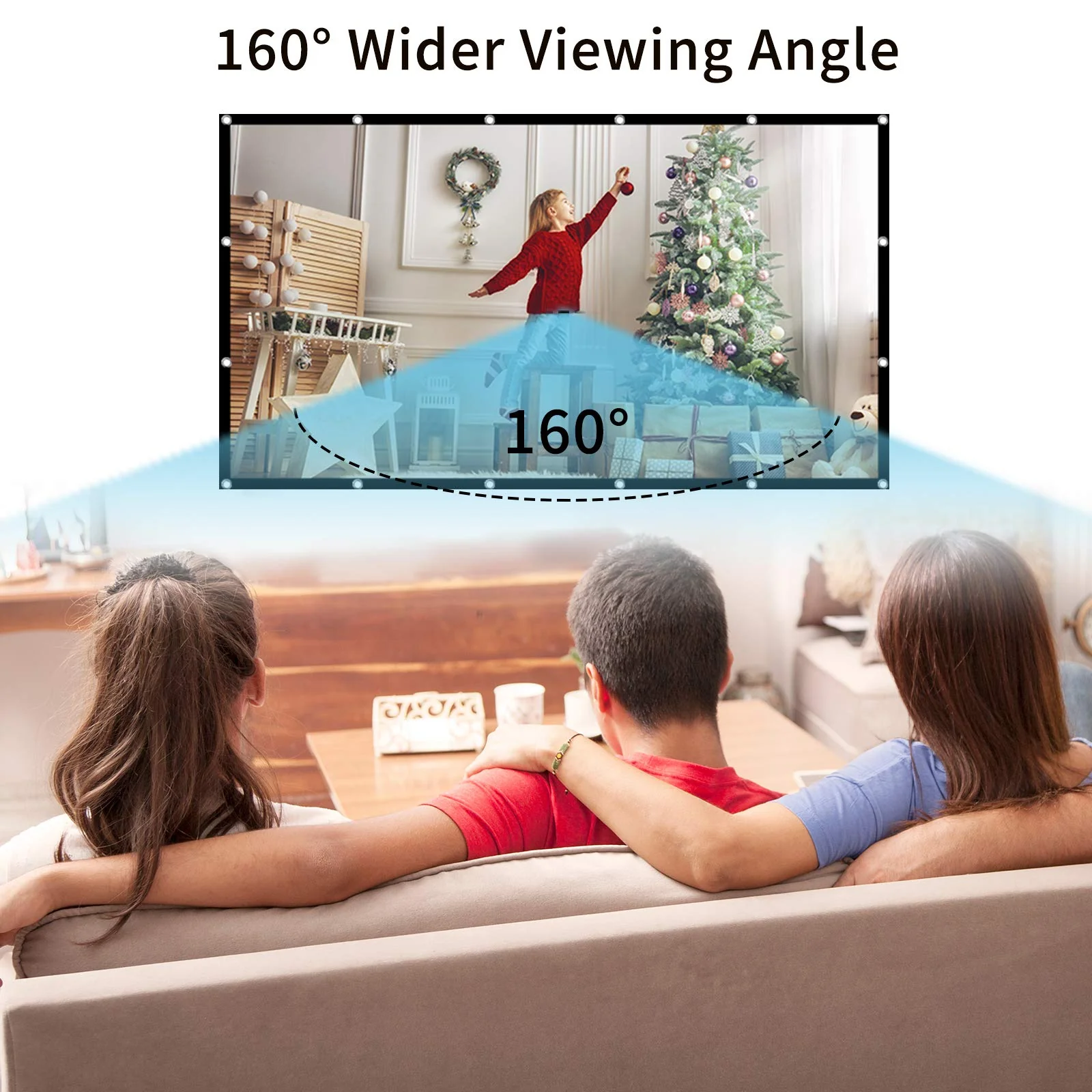 Projector Screen 120 inch, Taotique 4K Movie Projector Screen 16:9 HD Foldable and Portable Anti-Crease Indoor Outdoor Projection Double Sided Video Projector Screen for Home, Party, Office, Classroom - Image 5