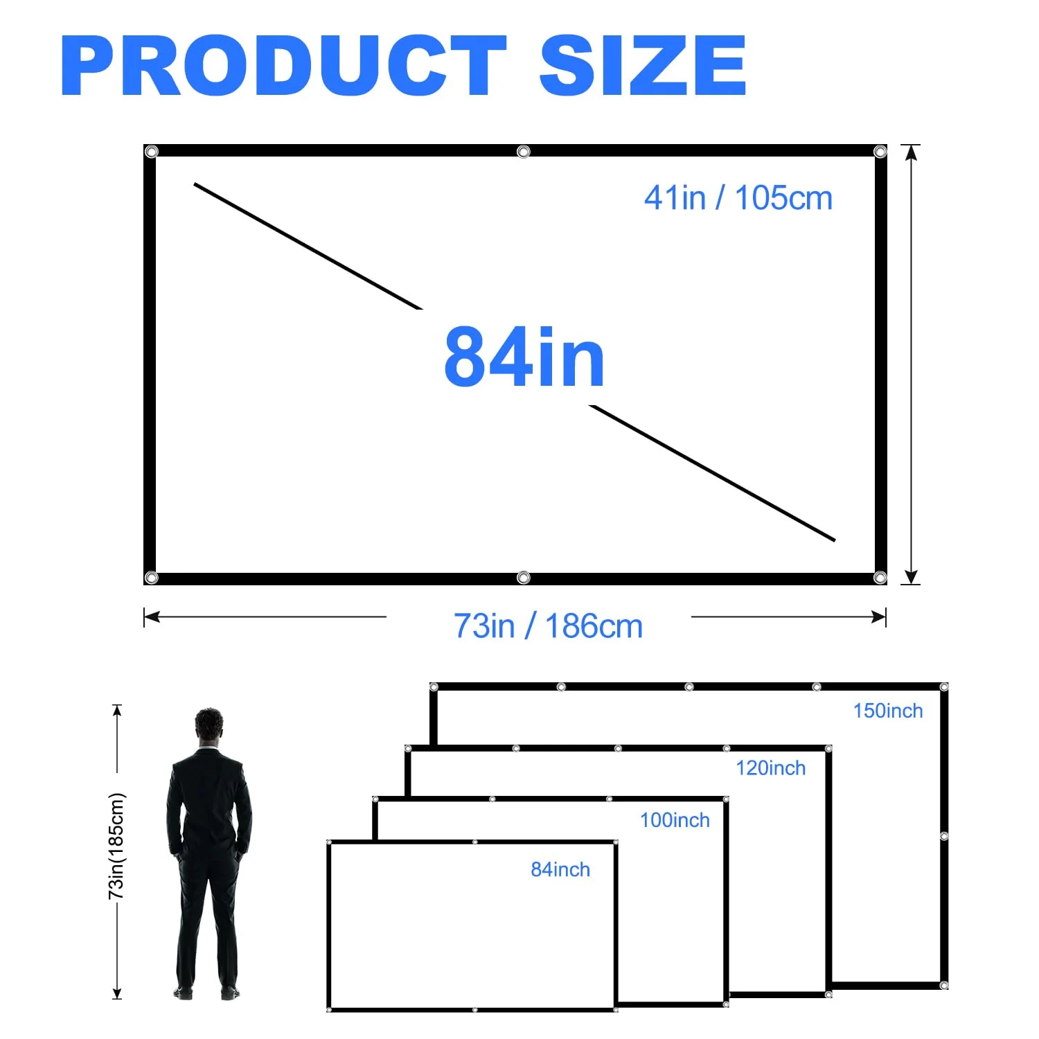 Projector Screen, DUYIKJ 84 inch Foldable Portable Rear Front Projector Screen Indoor Outdoor 4K 16:9 HD Double Sided Projection Movies Screen for Camping Party,Backyard Home Theater 84INCH -16:9 - Image 6