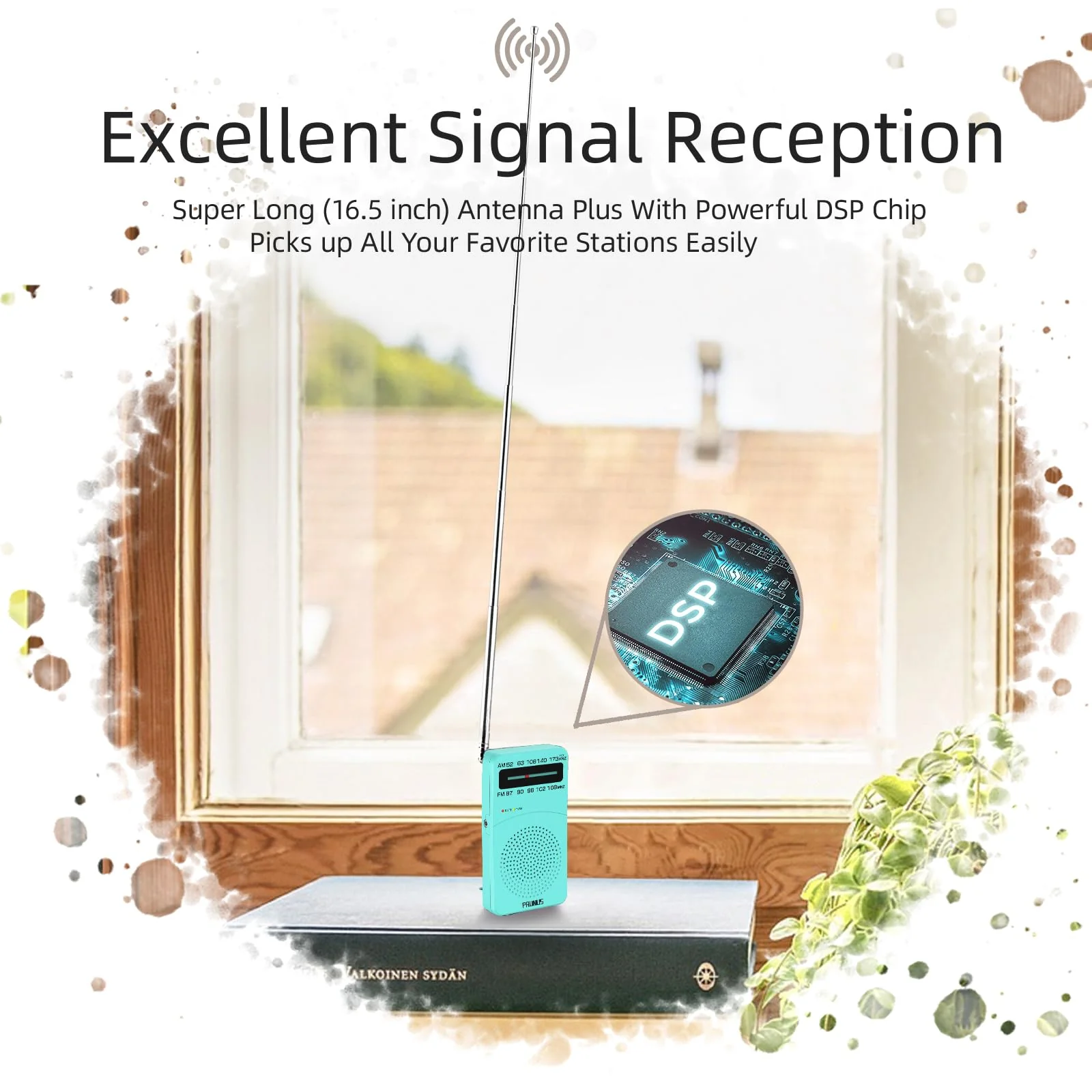 PRUNUS J-166 Portable Radio AM FM, Battery Operated Radio with Tuning Light, Back Clip, Excellent Reception, AM FM Radio Portable, Transistor Radio Blue - Image 3