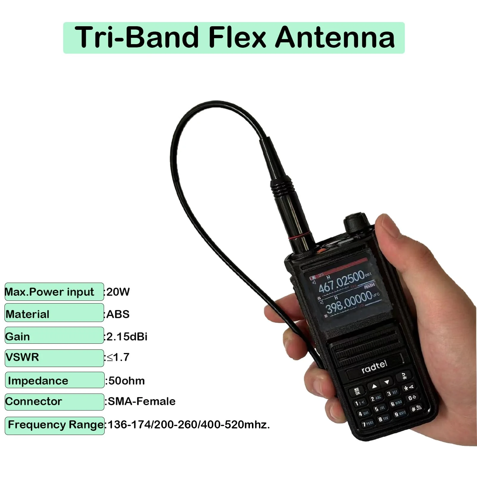 Radtel Tri-Band Flex Antenna RHD-771S 144//220/430Mhz 35cm/13.7inch SMA Female Foldable Soft Antenna Compatible with Baofeng/Kenwood/Radtel RT-900 RT-470X RT-890 RT-730 RT-4D Radios - Image 6