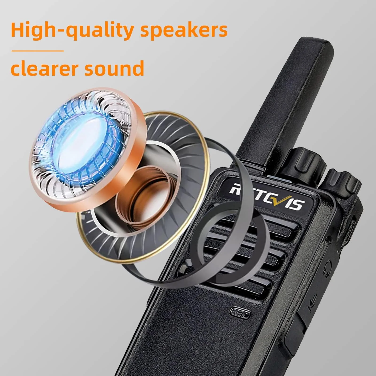 Retevis RT68 Walkie Talkies Rechargeable,Portable FRS Two-Way Radios for Adults,Heavy Duty 2 Way Radios Long Range,USB Charging Base,License Free Walkie Talkie for Road Trip Gifts Camping (2 Pack) without display - Image 5