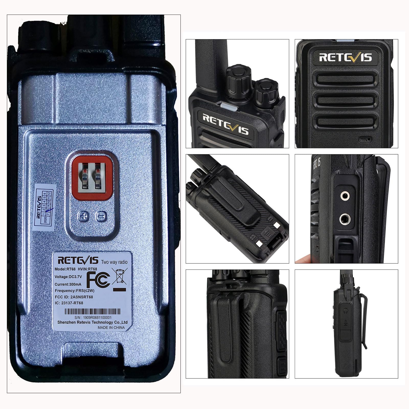 Retevis RT68 Walkie Talkies Rechargeable,Portable FRS Two-Way Radios for Adults,Heavy Duty 2 Way Radios Long Range,USB Charging Base,License Free Walkie Talkie for Road Trip Gifts Camping (2 Pack) without display - Image 9