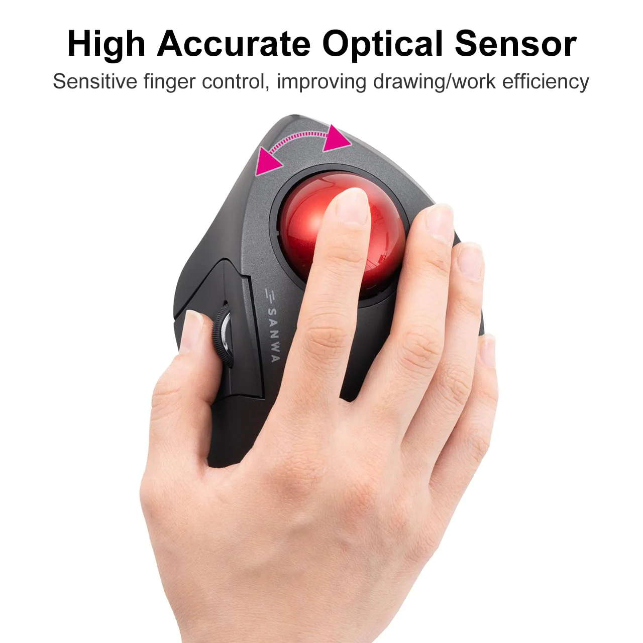 SANWA Trackball 44mm/1.73in, Replacement Ball GMAWBTTB138N/GMATB137, ELECOM DEFT PRO, and Other Compatible Trackball Mouse, Glossy Red 44 MM - Image 4