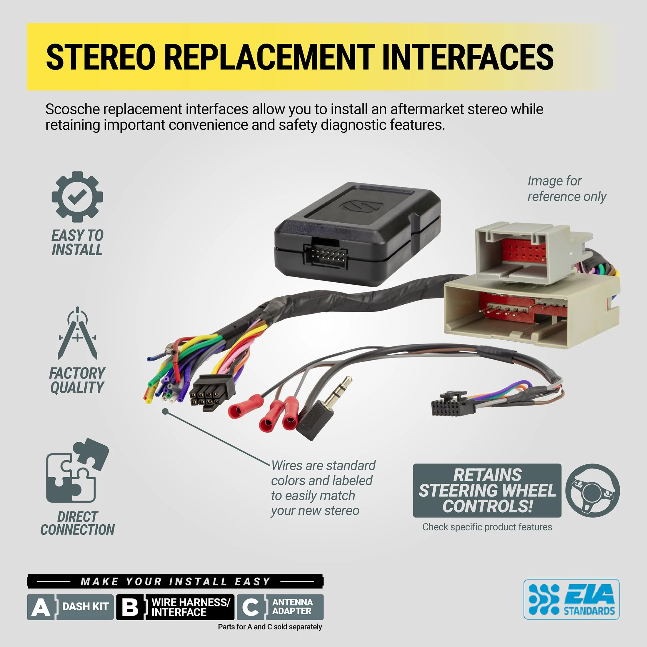 Scosche GM3000SWF Factory Stereo Replacement Interface Adapter, Compatible with Select 2004-24 GM Vehicles with GM LAN Radio, Car Radio Wiring Harness, Retain Steering Wheel Control & OEM Amplifier - Image 7