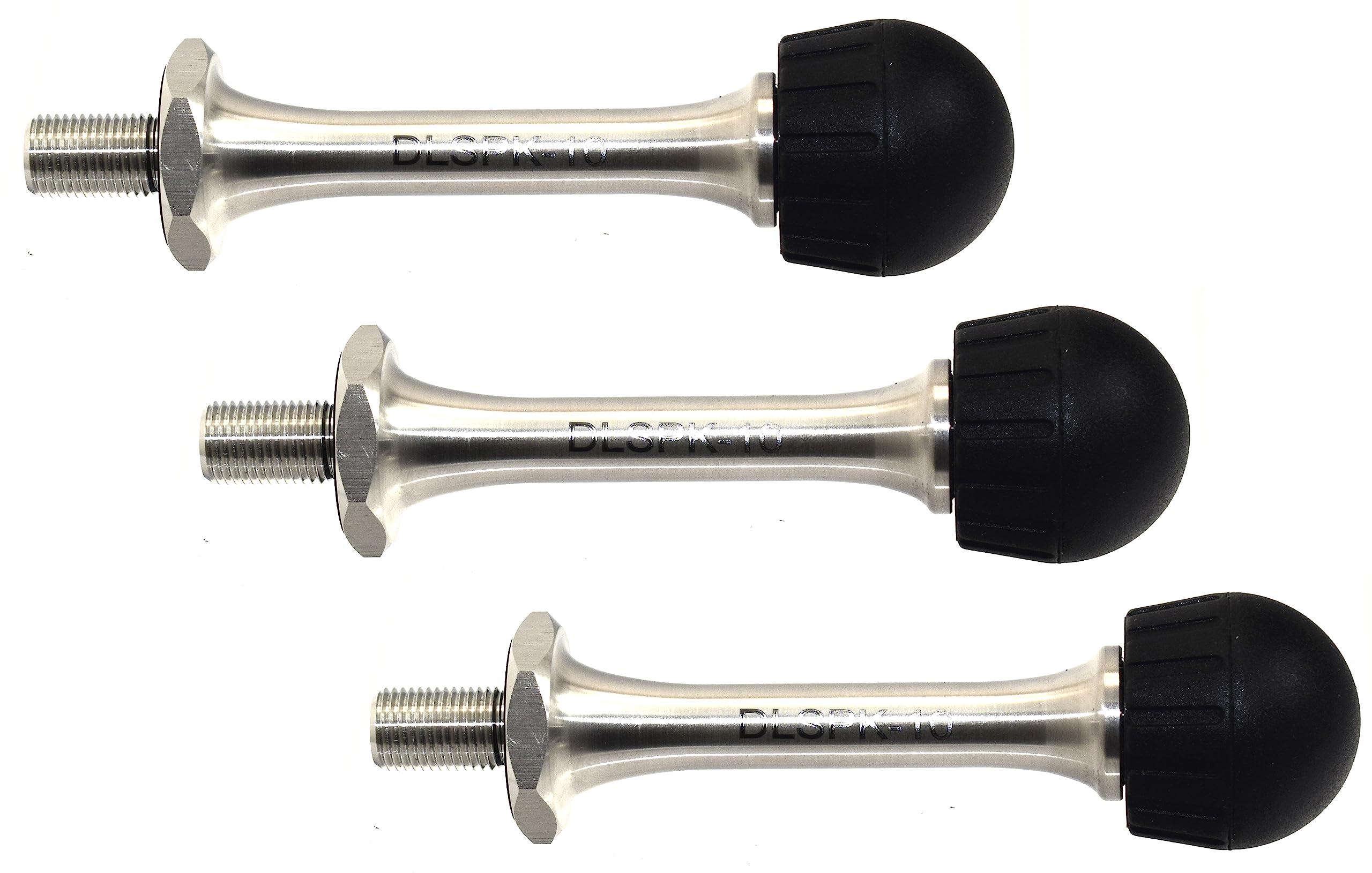 Set of 3 10mm Thread 91mm Stiletto Spike Feet Rustproof SS Stainless Steel Compatible with Sirui 10mm Tripod 3/8" Universal w Removable Covers Saltwater Safe - Image 2