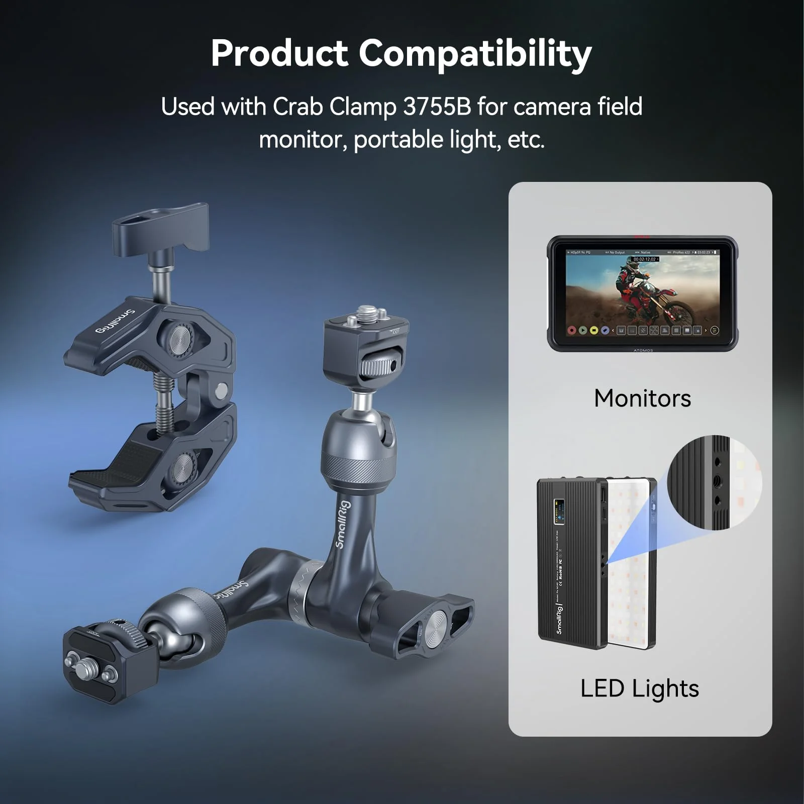 SMALLRIG 7" Rosette Magic Arm, Camera Monitor Mount, Articulating Arm with 1/4"-20 Screws and Anti-Twist Pins, Max Load Capacity 3.5kg Friction Arm, for Cameras, Monitors, LED Lights and Phones 7" Gear Magic Arm - Image 6