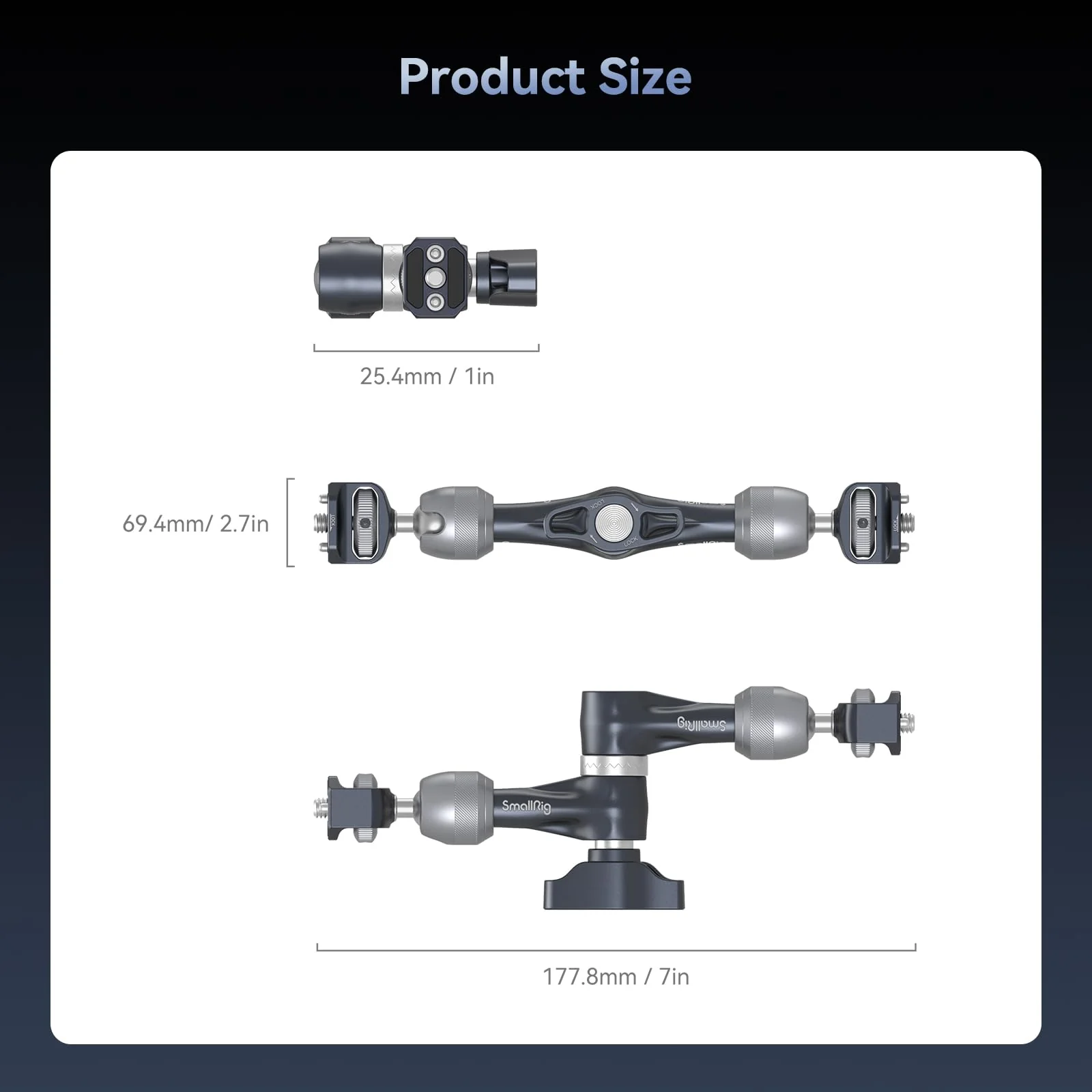 SMALLRIG 7" Rosette Magic Arm, Camera Monitor Mount, Articulating Arm with 1/4"-20 Screws and Anti-Twist Pins, Max Load Capacity 3.5kg Friction Arm, for Cameras, Monitors, LED Lights and Phones 7" Gear Magic Arm - Image 7