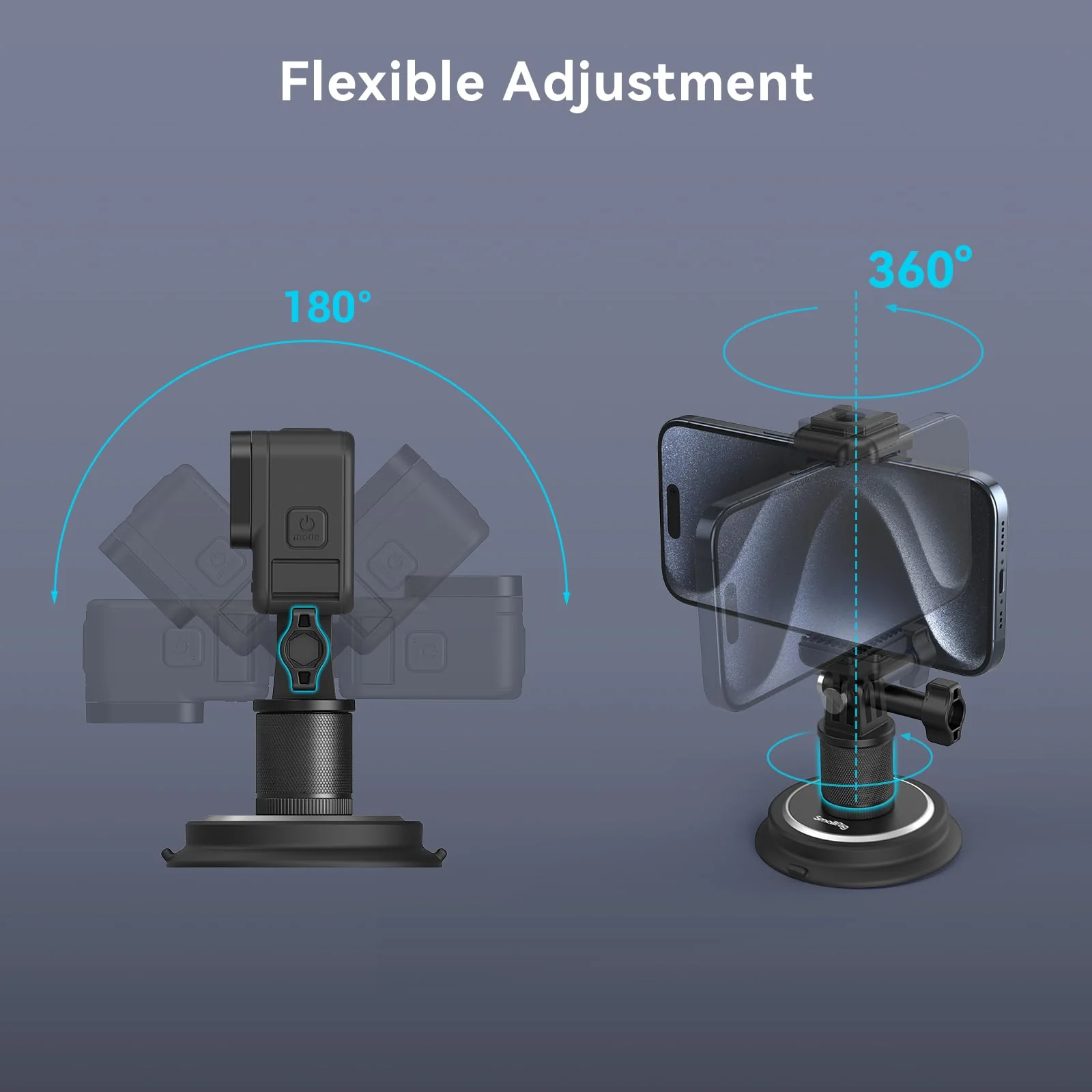 SMALLRIG Magnetic Mount for Gopro, Powerful Camera Car Mount Outside for Gopro, for Insta360 and Phone, 360?Rotation for Car and Gym Single magnetic mount w 360° base - Image 4
