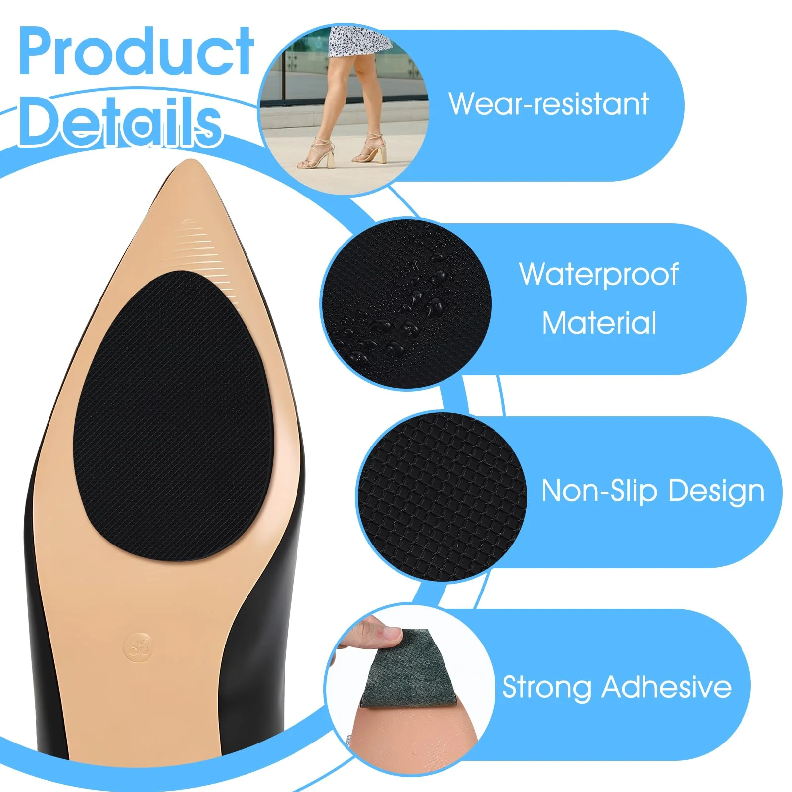 Sticky Anti-Slip mat Non-Slip Rubber Tape Universal Car Dashboard Sticky mat 4pcs Adhesive Waterproof Soundproof Pad Cuttable Heat Resistant Sheet for Safer Handle & Surface for DIY Floor Cushioning - Image 3