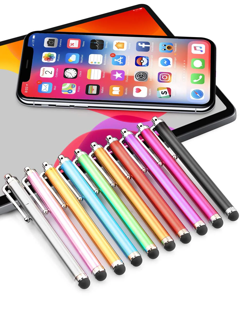 Stylus Pens for Touch Screens, LIBERRWAY Stylus Pen 10 Pack of Pink Purple Black Green Silver Stylus Universal Touch Screen Capacitive Stylus Compatible with Kindle ipad iPhone Samsung - Image 7