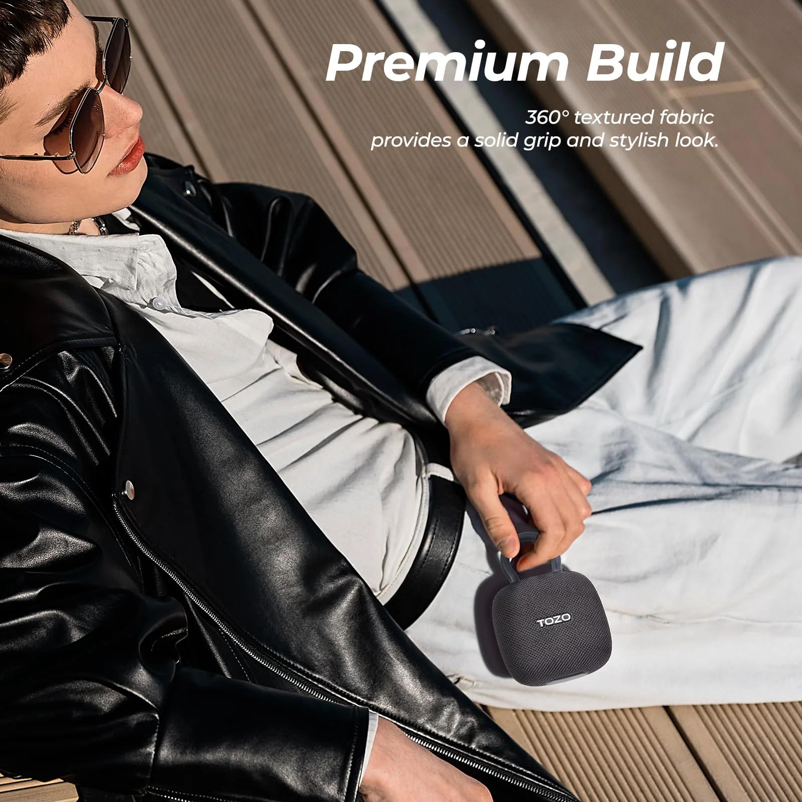 TOZO PE1 Portable Bluetooth Speakers with Adjustable Carabiner, Mini Bluetooth Wireless Shower Speaker with IPX8 Waterproof, 32H Playtime Punchy Bass Audio Speaker for Home, Outdoor and Travel, Black - Image 7
