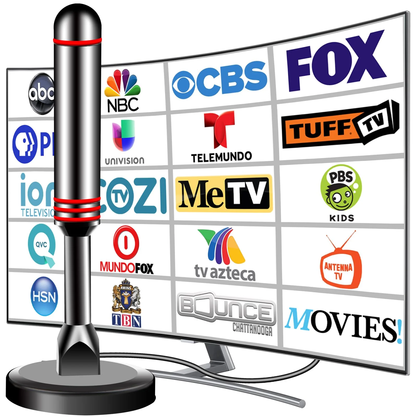TV Antenna for Smart TV Indoor, 2024 Digital TV Antenna Indoor with Strong Magnetic Base 360°&Long Range Reception for Local Channels, Easy Setup Antenna for TV Without Cable (DT 011-US11) DT 011-US11 - Image 2