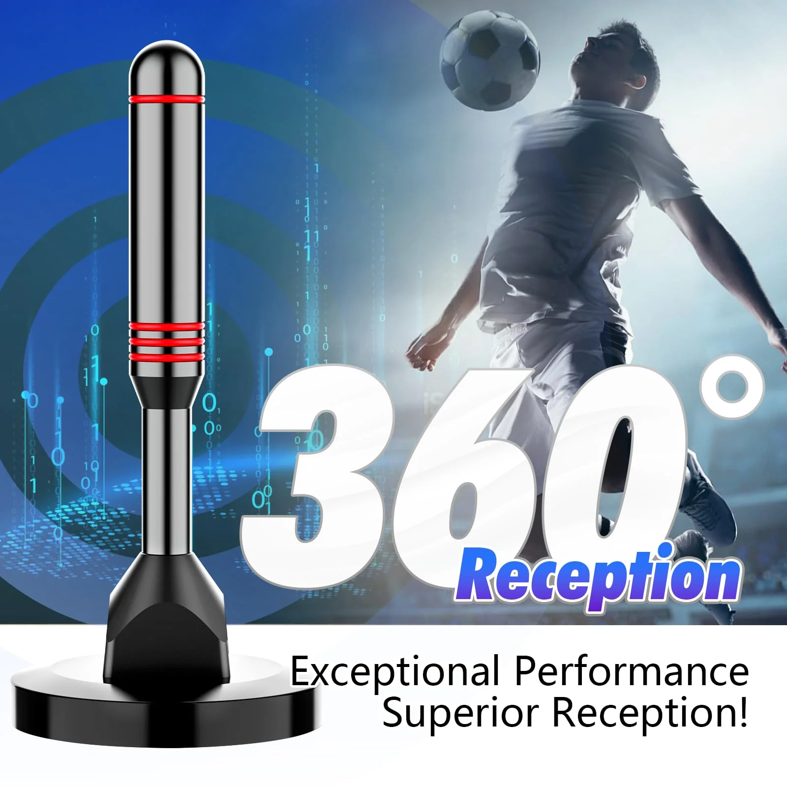 TV Antenna for Smart TV Indoor, 2024 Digital TV Antenna Indoor with Strong Magnetic Base 360°&Long Range Reception for Local Channels, Easy Setup Antenna for TV Without Cable (DT 011-US11) DT 011-US11 - Image 3