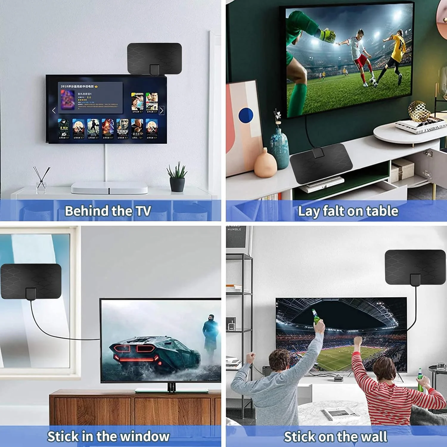 TV Antenna Indoor Long Range 900 Miles, Supports 4K 1080p Smart TV Signal Reception with Signal Amplifier 16ft HDTV Coax Cable - Image 2
