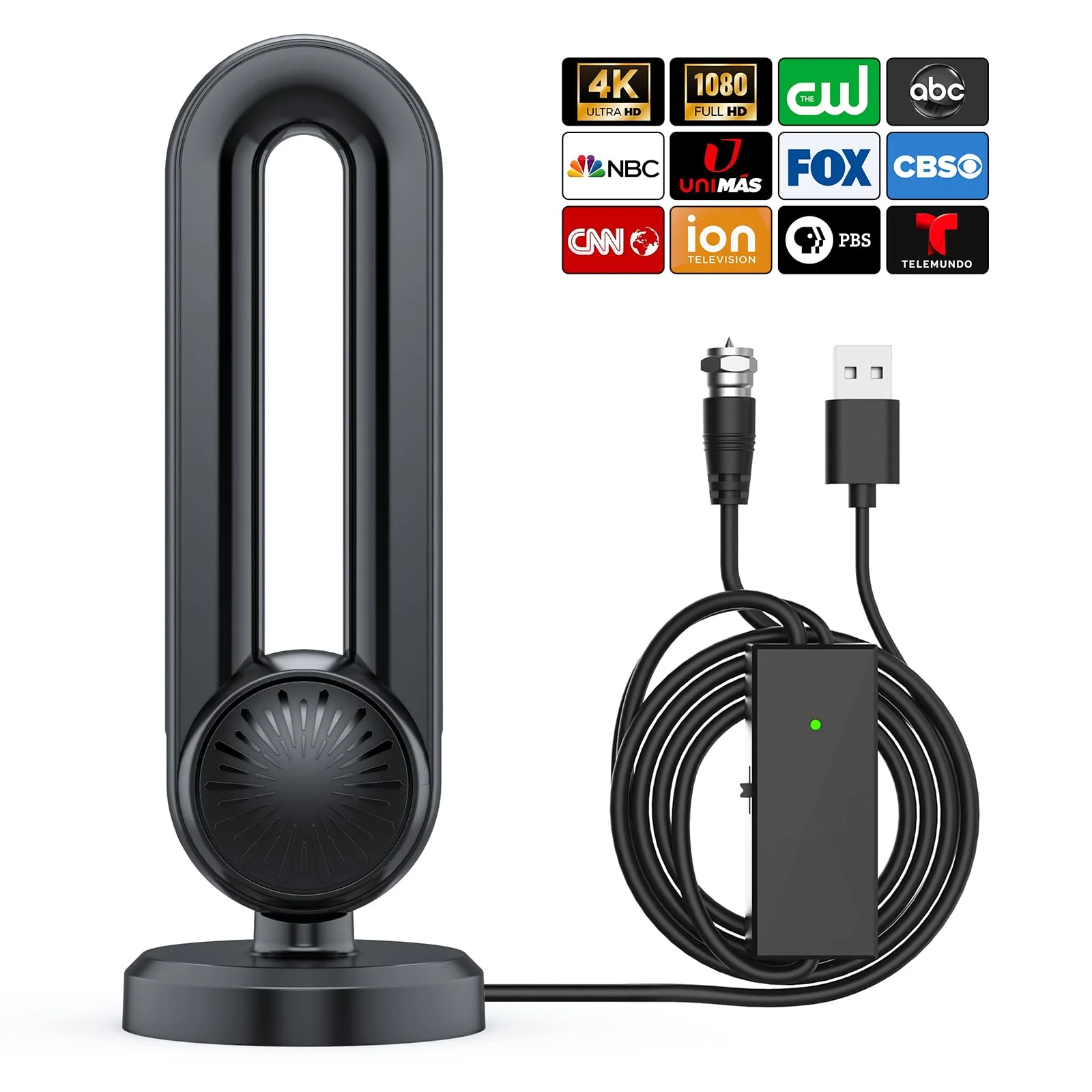 TV Antenna-TV Antenna Indoor, Smart TV Antenna 600+ Miles Range Reception, 18ft Coax Signal Booster, HD TV Antenna for Local Channels & Support 4K 1080P Suitable for All Smart TV and All Older TV's