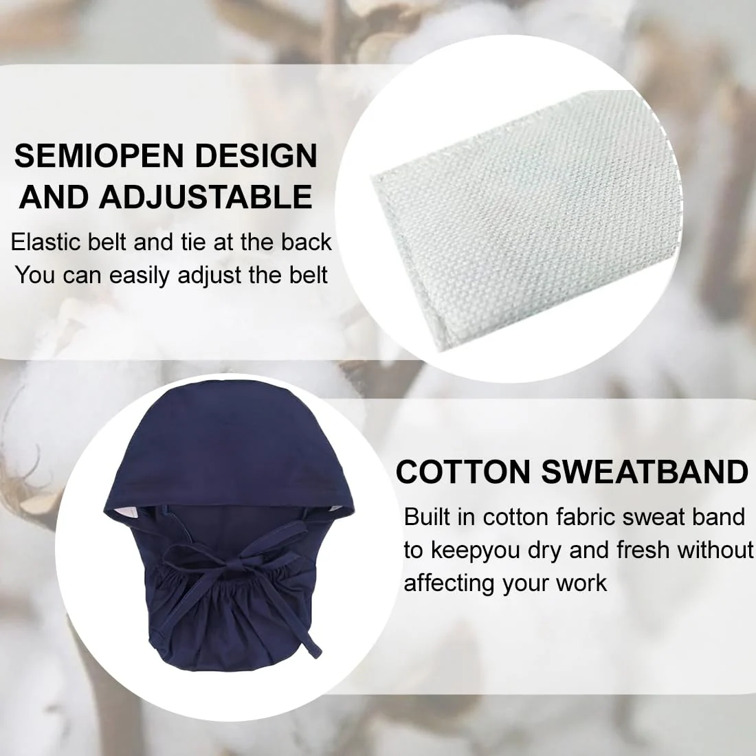 UEIOAVL Surgical Caps Women's Surgical Hood Fabric Surgical Caps Women's Long Hair Surgical Caps Fabric Nurse Accessories for Doctors Dentists Pharmacists Veterinarians Medical Staff (Blue) - Image 4
