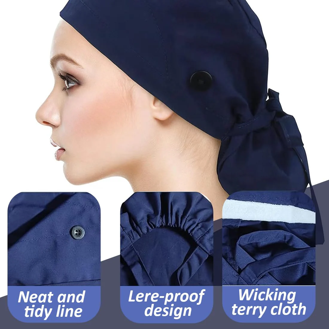 UEIOAVL Surgical Caps Women's Surgical Hood Fabric Surgical Caps Women's Long Hair Surgical Caps Fabric Nurse Accessories for Doctors Dentists Pharmacists Veterinarians Medical Staff (Blue) - Image 5