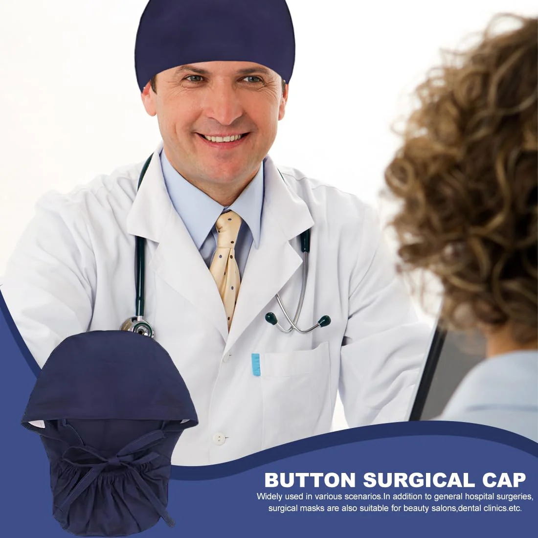 UEIOAVL Surgical Caps Women's Surgical Hood Fabric Surgical Caps Women's Long Hair Surgical Caps Fabric Nurse Accessories for Doctors Dentists Pharmacists Veterinarians Medical Staff (Blue) - Image 6