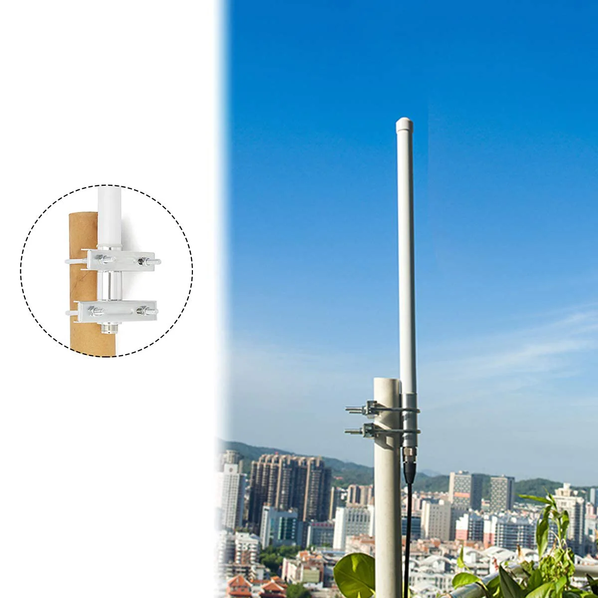 UHF Fiberglass Mobile Radio Antenna,70CM 400-470mhz GMRS Base Antenna 17inch So239 Connector for Ham Radio Device Repeater Mobile Transceiver with Antenna Mount Bracket - Image 2