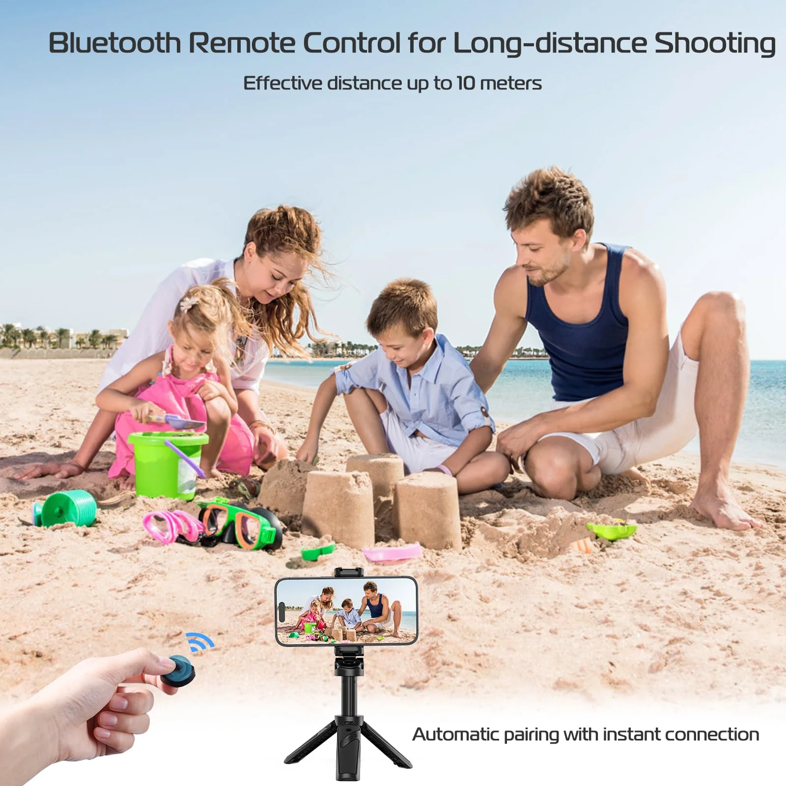 ULANZI JJ02 Selfie Stick Tripod, Extendable Grip Phone Tripod with Detachable Remote Pocket Size, 3-in-1 Mini Phone Grip 2 Cold Shoe, 10m/393.7'' Wireless Shutter, Vlog Livestreaming Photography Matte - Image 7
