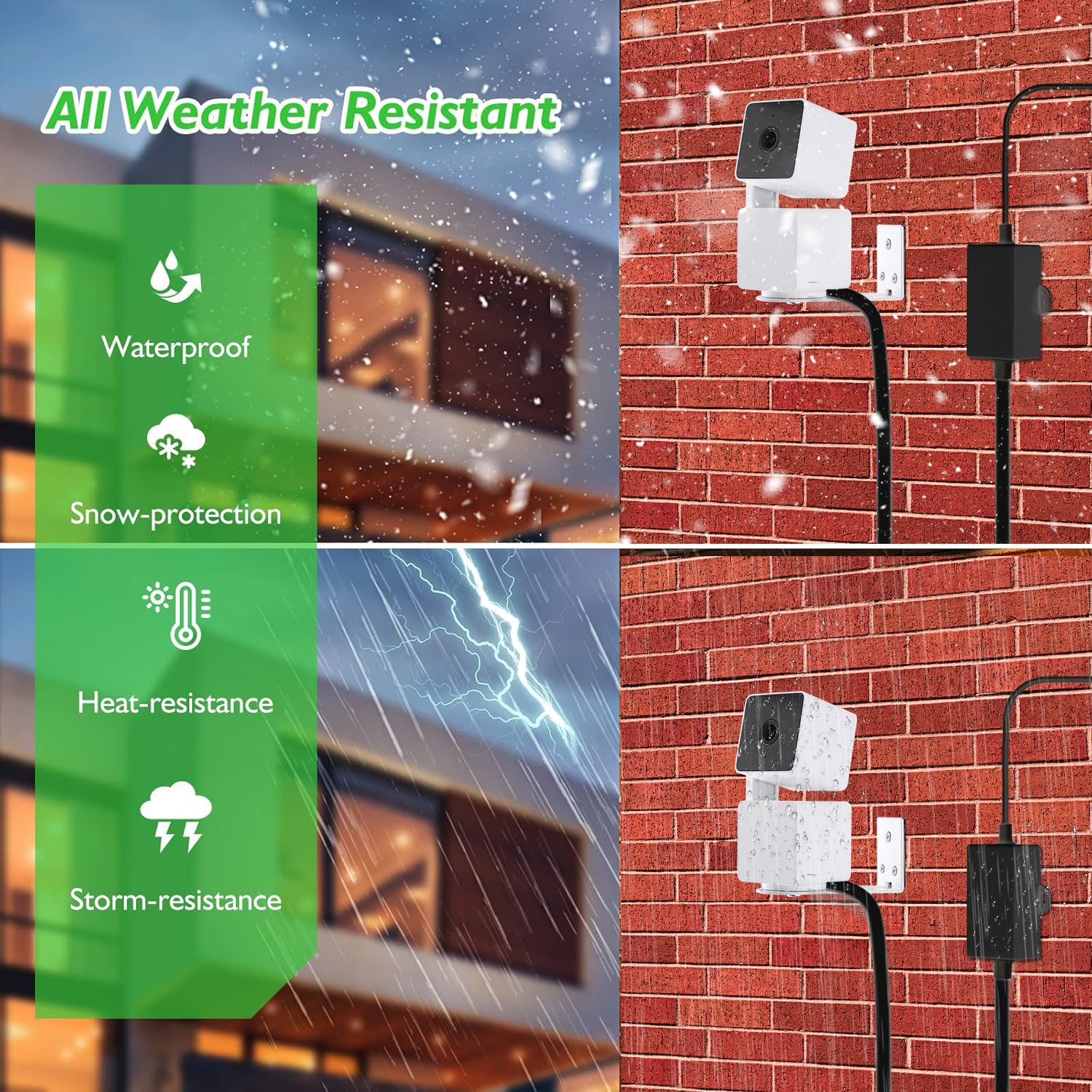 Uogw 50Ft/15m Outdoor Power Adapter Compatible with Wyze Cam V4,Wyze Cam Pan V3/V2,Wyze OG,Wyze Cam V3 and V3 Pro,WYZE Battery Cam Pro,Replace for WYZE Plug,Waterproof Power Cable for Wyze Cam-Black - Image 4