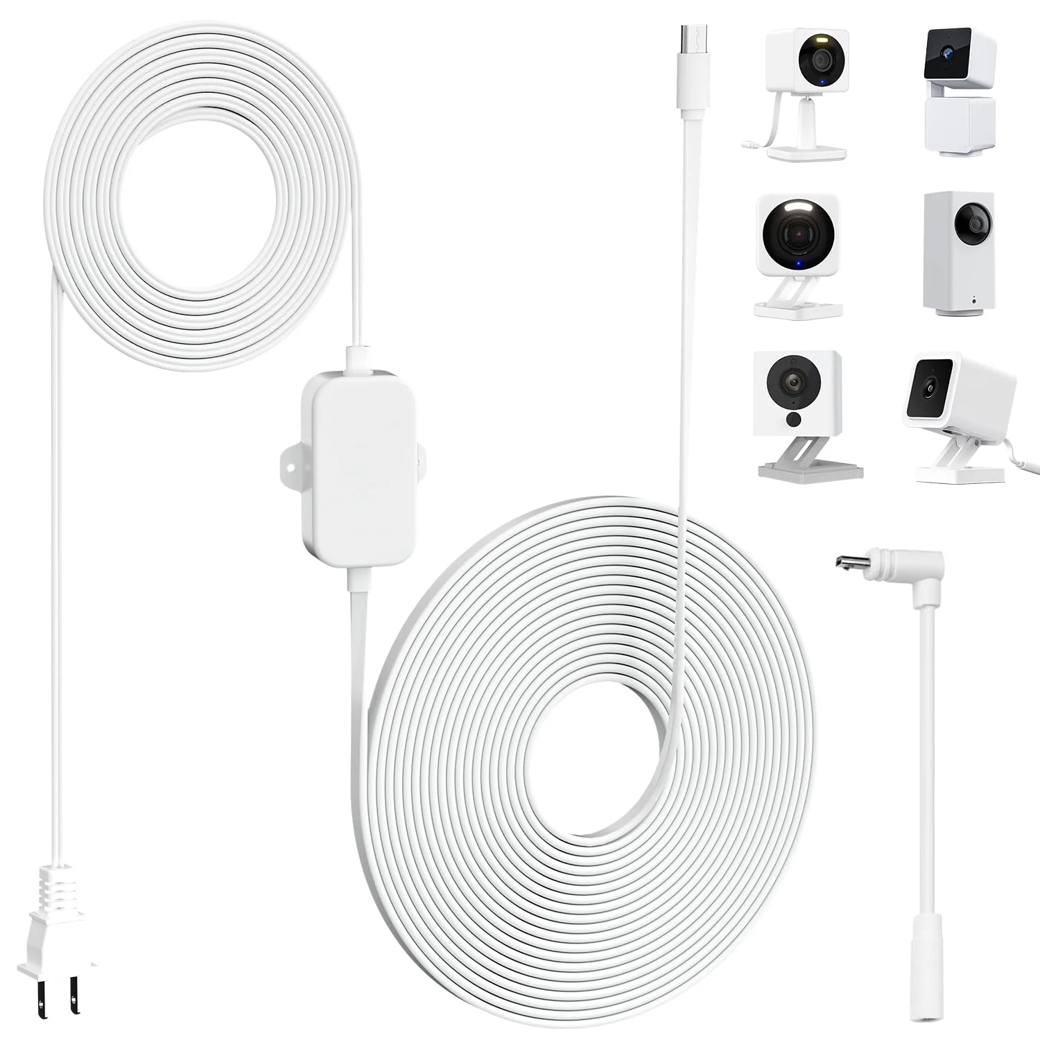 UYODM 30Ft/9m Outdoor Power Adapter for Wyze Cam Pan v3, Wyze Cam V4, Wyze OG, Wyze Cam v3 and v3 Pro, No Need Charging Head, Suitable for Indoor and Outdoor Use, IP67 Waterproof
