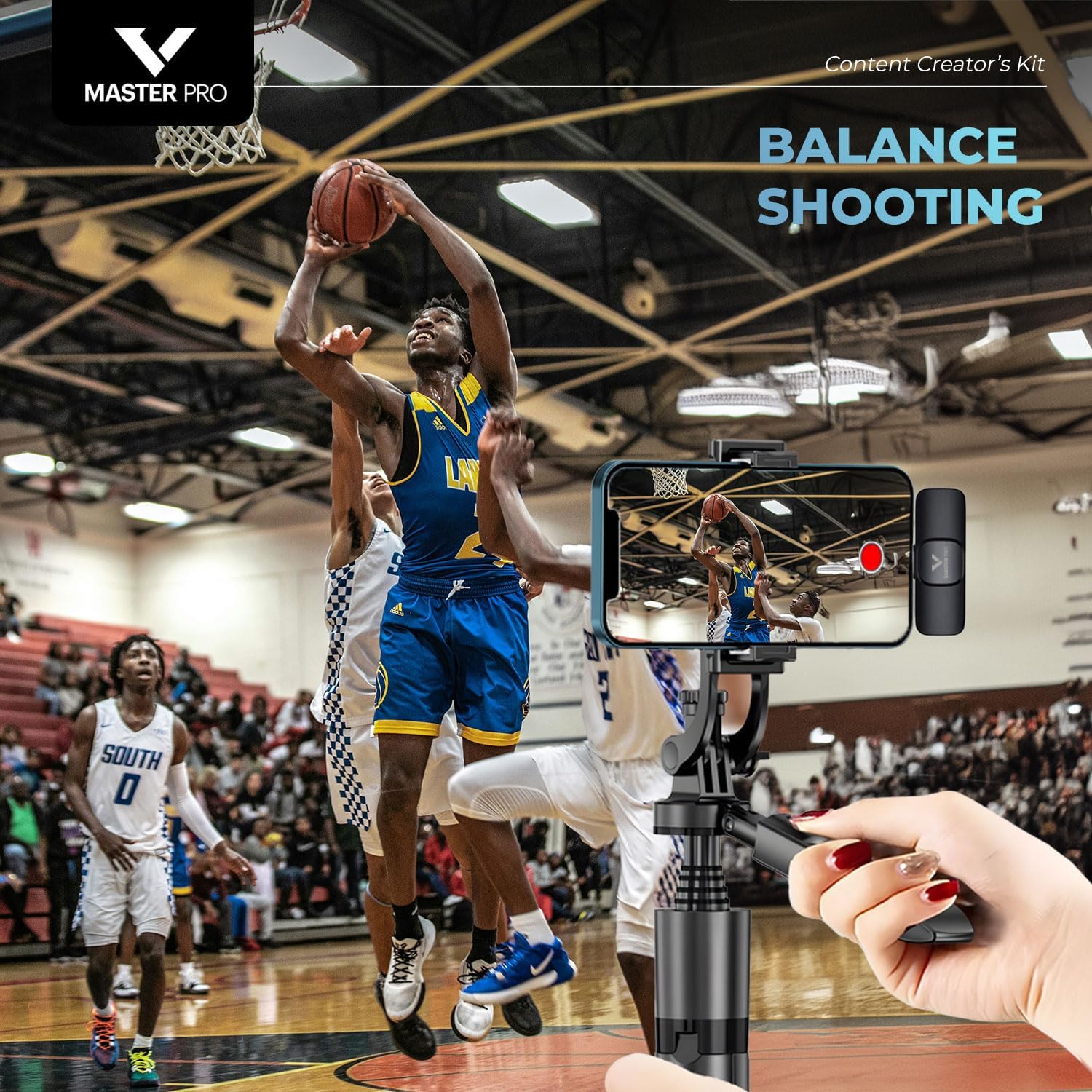 Vlogging Kit for iPhones, Tripod for Phones, Selfie Stick, YouTube TikTok Video Vlogging Stabilizer, Signal-to-Noise Rate ≥64dB, 65-100mm Phone Size, High Capacity Battery with Bluetooth Mic - Image 8