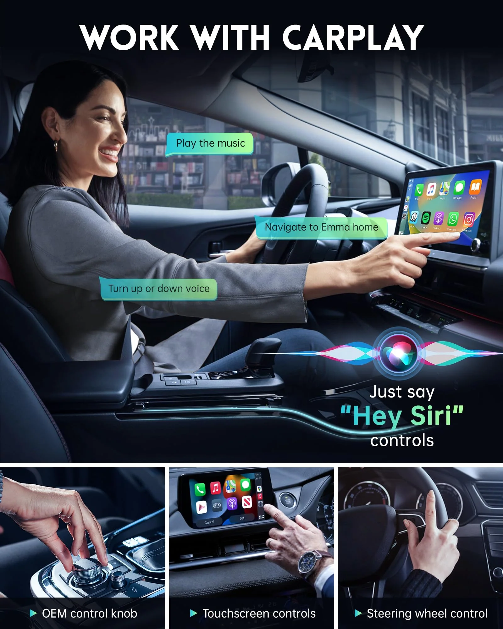 Wireless CarPlay Adapter- Mini Edition, Converts Factory Wired to Wireless CarPlay Dongle Plug & Play CarPlay Wireless Adapter for Apple iPhone iOS 10+ & Cars from 2015+(Brushed Cobalt Blue) Brushed Cobalt Blue - Image 4