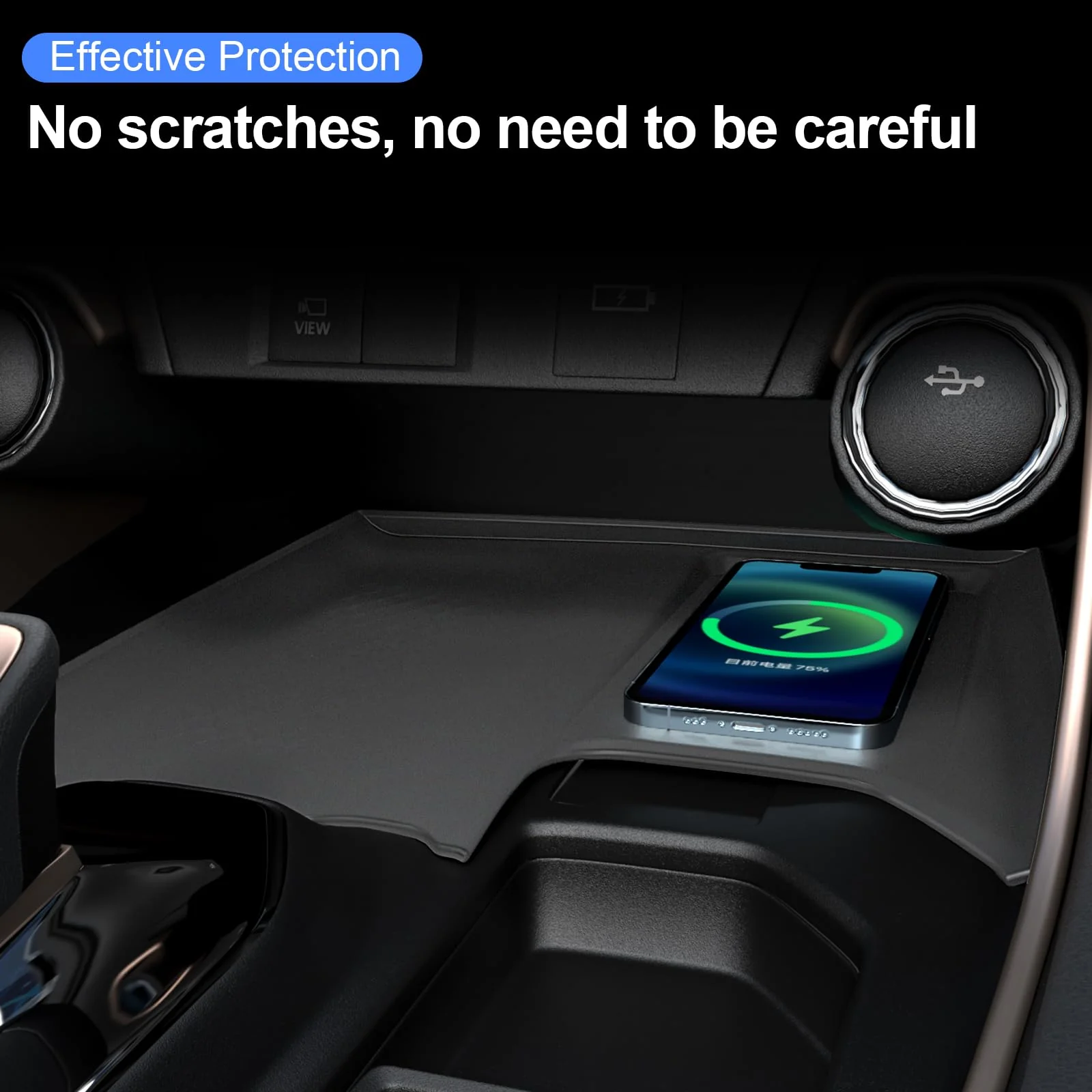 Wireless Charging Anti-Slip Mat for Grand Highlander Accessories, Black Silicone Protective Pad for 2025 2024 Grand Highlander Accessories - Image 3