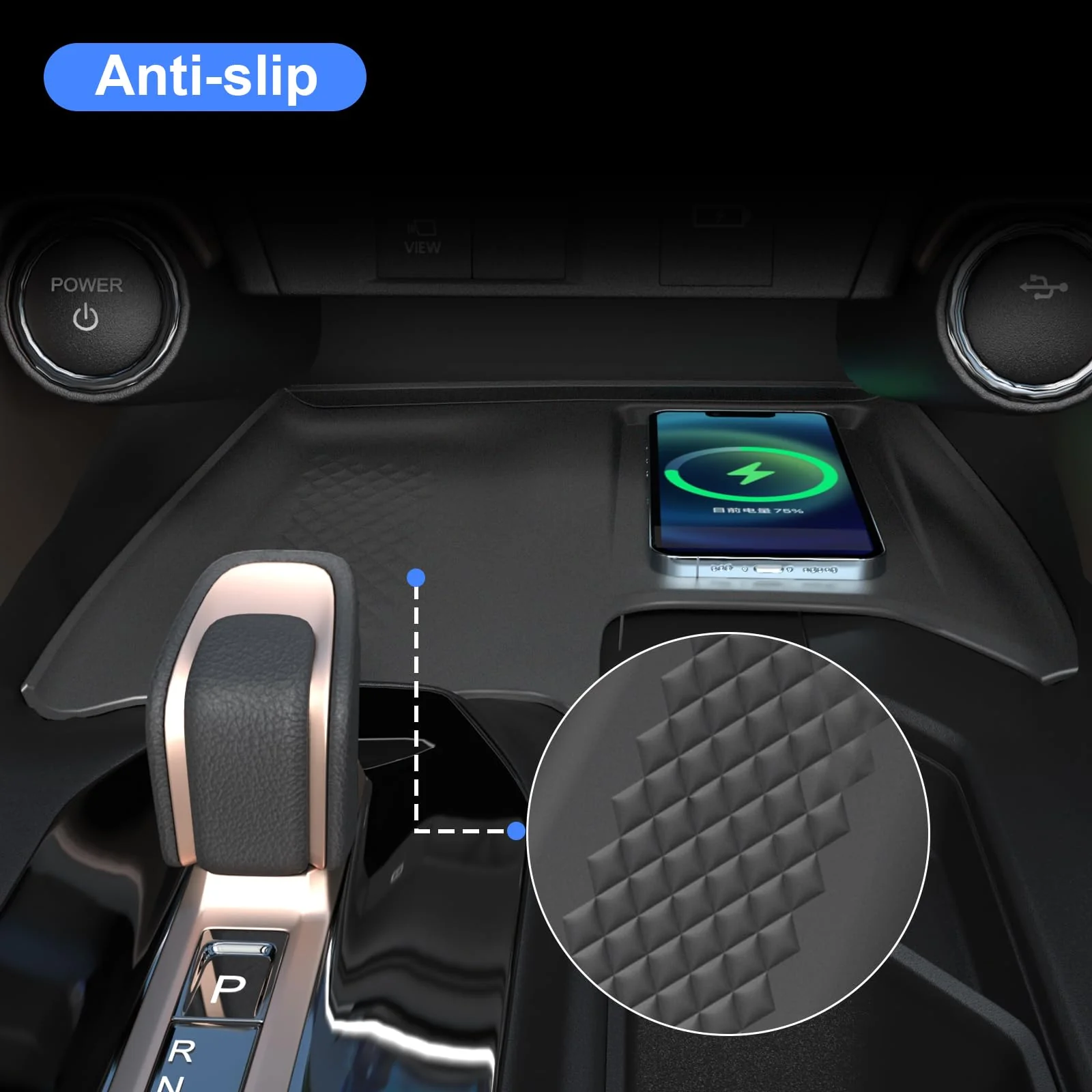 Wireless Charging Anti-Slip Mat for Grand Highlander Accessories, Black Silicone Protective Pad for 2025 2024 Grand Highlander Accessories - Image 4